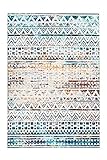 Bunter Teppich Ethno Kinderzimmer Creme Blau Gelb Rot 120x180