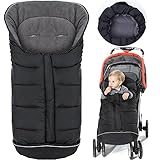 Orzbow Baby Fußsack Babyfußsack Winterfußsack Babyschale Buggy | Waschbar Verschließbarer Baby Schlafsack Winter Passend Für Kinderwagen (Schwarz)