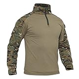 Jagd Shirt Herren Angeln Camouflage Shirt Herren Tarnungs Shirt Army Langarm Tshirt Baumwolle Basic T-Shirt Berg Wandern Hemd Shirts Digital Camo L