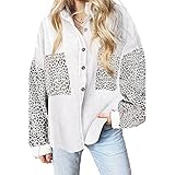 WHZXYDN Winter Leopard Print Damen Hemd Revers Freizeitjack