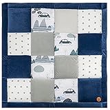 Baby Krabbeldecke Velvet spieldecke 120x120 cm - PATCHWORK Laufgittereinlage Öko-Tex Automotiv Baumwolle mit Velvet und Waffelp