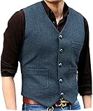 Weste Herren Slim Fit V Ausschnitt Einfarbig Anzugweste Herren Bankett Gastgeber Hochzeit Business All-Match Weste Herren Frühling Herbst Einfachheit Lassig Ärmellos Jacke Herren J-Light Blue XXL