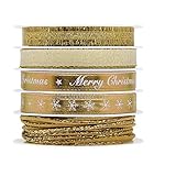 Tingting1992 Satinband 5 Meter Polyester Weihnachtsband-Druck-Band-Set Home Textile Craft Dekoration Band for Weihnachten Danksagung schleifenband (Color : 1)