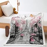 Kuscheldecken Romantik Paris Eiffelturm Wohndecken 130x150 Dicke kuscheldecke Winter warm sofadecken Flauschige Vlies Decke Flanell Bettdecke Schlafdecke Blanket für Erw