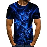 T-Shirt Herren Sommer 3D Persönlichkeit Druck Rundhals Tops Herren Regular Fit Kurzarm Moderner Urban Style Shirt Herren Work Lässig Urlaub Mode T-Shirt H