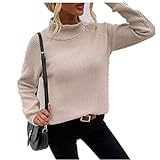 ZDDHOODY Damen Strickpullover Rollkragenpulli Sweater Strickjacke Langarm Winterjacke Sweatshirt Für Herbst und Winter Chunky Rollkragenpullover Damen Langarm Strickpullover Pullover Top