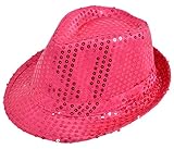 Alsino Pailletten Hut Glitzerhut Bogart Trilby (Th-55) pink - Faschingshut für Männer und D