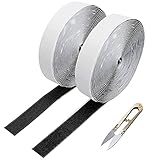 GZLFH 15m Klettband Selbstklebend, 20mm Breit Klebe Klettband + 1 Stk Schere, Schwarz Klettstreifen für Wände Und Boden, Tür, Gläser, Metalle, Spieg