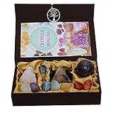 Crystals Healing Stones Chakra Mineral Starter Set/Crystal Healing Kit of 13 Pieces 7 Chakra Trommelsteine Reiki Chakra Healing Bohemian Natural with Reiki Dewsing Pendel Amethyst B
