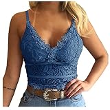 Crop Top Spitze Sexy Sport BH Damen Bustier BH Ohne Bügel Sport Bra Top Spaghettiträger Cross Back Design Push up BH für Yoga Fitness Basic Crop Tank Tops Ärmelloses Crop Sport Baumwoll Top für D