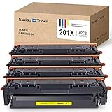 SWISS TONER 1 Satz CF400X Tonerkartuschen Kompatibel für HP 201X CF400-403X für HP Color Laserjet Pro M277DW M277N M252DW M252N M274N M250 M252 M252DN M270 MFP M274N M274DN,Schwarz/Cyan/Magenta/Gelb