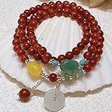 Feng Shui Rote Achat Reichtum Armband Harmonie Schnalle Authentisches Edelstein Heilung Chakra Meditation Kristall Reiki Amulett Glück Reichtum Ward Off Böse Spirituosen Armbänder Für Männer F