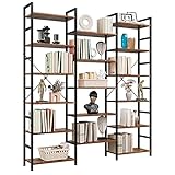 Bücherregal Standregal mit 17 Etagen großes offenes Aufbewahrungsregal Hochregal Pflanzenregal Balkonregal Blumen Regal aus Metall und Holz Vintage Industrial schwarz 198.5x180x30