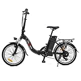 20 Zoll Elektrofahrrad 250W EBike/Stadt Elektrofahrrad mit, 36V 10Ah Lithium, Shimano 7-Gang Pendler-Elektrofahrräder (Schwarz)