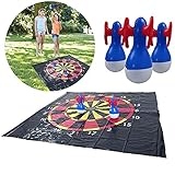 Fencelly Lawn Darts Spiel für Kinder Erwachsene - Outdoor Rasen Darts Set mit 4 Heringen und 4 aufblasbaren Darts für Familie Sommerspiele Camping Sp