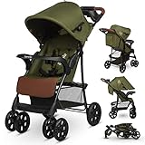 Lionelo Emma Plus Kinderwagen Kindersportwagen leicht modern klein Buggy mit Liegeposition zusammenklappbar (Forest Green)