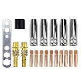 Verschleißteile Set passend MIG/MAG MB15 | 20 Teile | für MB 15AK Drahtdurchmesser 0,8 mm | 5 x Gasdüse | 2 x Düsenstock | 10 x Stromdüse M6 0,8mm | 2 x Isolator | 1 x Werkzeug