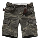 MUST WAY Herren Cargo-Shorts mit mehreren Taschen, lockere Passform, Baumwoll-Twill Gr. 42, 8063 Armee-Camouflag