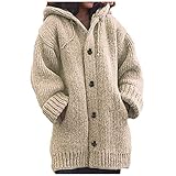 Pianshanzi Damen Kapuzenpullover Langarm Herbst Winter Strickjacke mit Kapuze Sweatjacke Houdie Pullover Jacke Sweatshirt Winterjacke Freizeitjacke Taschen und Zipper Windjack