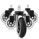 Office Sky Rollerblade Style Gummi Ersatz Räder, Bürostuhl Caster Wheels für Ihren Schreibtisch Stuhl, Ruhige Rollläden Perfekt für Hartholz Fußböden, Teppich, Laminat und Fliesen - Set von 5