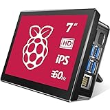 Raspberry Pi 7-Zoll-Touchscreen-Display mit Gehäuse Rahmen - 1024x600 Unterstützung, Type-C, IPS 178° Ultra-Weitwinkel-Monitor mit Kühlungslüfter, 10 Finger Capacitive T