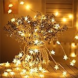 Glimmer Lightings Lichterkette mit 30 Sternen, für Innendekoration, Geburtstagsfeier, Diwali, Weihnachten (8 m, warmweiß)