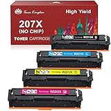 Toner Kingdom 207X Tonerkartuschen Kompatibel mit HP 207X 207A W2210X W2211X W2212X W2213X W2210A W2211A W2212A W2213A mit HP Color Laserjet Pro MFP M283fdw M283fdn M255dw M255nw M282nw (Ohne Chip)