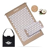 Lixada Akupressur-Set Akupressurmatte und Akupressurkissen mit 2pcs Massagebälle Tragetasche für Rücken Nacken Füße Schmerzlinderung und Muskelentspannung (kokos beige)
