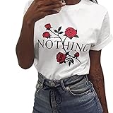 iHENGH Damen Top Bluse Bequem Lässig Mode T-Shirt Frühling Sommer Blusen Frauen Lose Oansatz Spitze der Art und Weisefrauen kurzärmliges Herz Druck