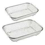 Supremery 2er Set Backofen Edelstahl Grillkorb Grillgitter Grillblech Backkorb für fettarmes Heißluft-Garen, Backen, Grillen im Ofen oder G