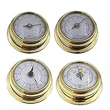 BEKwe 4 PCS/Set Thermometer Hygrometer Barometer Uhren Uhr Kupfer W