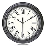 Lafocuse Klassische Lautlos Schwarz Wanduhr Retro Dunkelgrau 30 cm Ohne Ticken Romische Zahlen Deko Quarzuhr für Wohnzimmer Schlafzimmer Kü