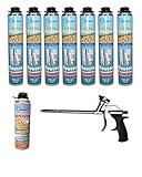 DSTOCK60 – Set mit 7 Schaumreinigern + 1 Sprühpistole + 1 Reiniger – Erweiterungsschaum 750 ml – Professioneller Polyurethan Schaumstoff – ISOLE, Kleber und Wiederholung – auß