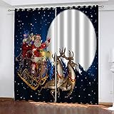 YTSDBB Vorhang kinderzimmer Junge Blauer sternenklarer Weihnachtsmann B 183 x H 160 cm 3D Digitaldruck Druckmuster Öse Thermisch isoliert 90% für Schlafzimmer Wohnzimmer ​Kinderzimmer Junge mit M