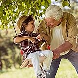 Dripex Holz Schaukel Gartenschaukel für Erwachsene Kinder mit Einstellbares Seil, Indoor und Outdoor Schaukelsitz Brettschaukel bis 80kg (Holzfarbe)