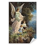 Postereck - 0152 - Schutzengel, Kinder Altes Gemälde Engel Religion - Kunst Wandposter Fotoposter Bilder Wandbild Wandbilder - Poster - DIN A4 - 21,0 cm x 29,7