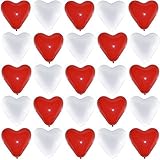 P&S events Herzluftballons Rot Weiß 50 Stück Premium Größe XL Ø 30cm für Helium und Luft geeignet Markenqualität Herz Luftballons für Party Hochzeit Herzballons Geburtstag schöne Herzen als Dek