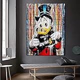 DIY Malen nach Zahlen Moderne Graffiti-Straßenkunstkarikatur Donald Duck diy malen nach zahlen erwachsene landsch Mit Pinsel und Acrylfarbe nach Zahlen für Erwachsene Leinwand50x70cm(Kein Rahmen)