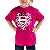 Superman Kinder Logo Girlie Shirt lizenziert 100% Baumwolle pink - XL