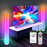 LED Stehlampe Dimmbar, CGN 2 Stück RGB Smart Stehleuchte mit Fernbedienung und APP Steuerung 16 Millionen Farben Gaming Lampe Sync mit Musik Modern LED Lichtsäule für Wohnzimmer S