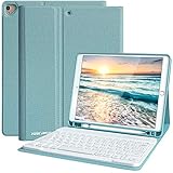 Tastatur Hülle für Air 3 2019 10.2 Zoll(7. Gen) / Pro 10.5 (2017)/2021 (9. Gen),ABS Harter Rücken&Exquisites Muster Gehäuse Schutzhülle, Magnetisch Abnehmbarer Bluetooth Tastatur Layout (Lake Blue)