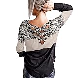 Briskorry Damen Rundhals Pullover Cross Back Langarmshirts Lose Casual T-Shirts Oberteile Top