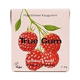 True Gum Himbeere & Vanille | Plastikfreier Kaugummi | Biologisch Abbaubar | Vegan | 21 g