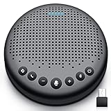 eMeet Bluetooth Konferenzlautsprecher - Luna USB Freisprecheinrichtung für 5-10 Personen, Speakerphone 360° Spracherkennung, mit USB Dongle, für Zoom, VoIP-Kommunikation PC, Skype for Business usw