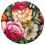 Yoliveya Runde Wanduhr, geräuschlos, formales Muster, dekorativ, nicht tickend, leise Uhr für Geschenk, Zuhause, Büro, Küche, Kinderzimmer, Wohnzimmer, Schlafzimmer, 25