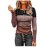 Longshirt Damen Oberteile Baumwolle Bluse Oberteile Tops Casual lose Farbblock Rundhals Casual top übergröße Sweatshirt einfarbig Basic Tops Bluse t Shirt Oberteil t-Shirt(#0111+22-A36, XL)