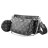 FAHIMEH Umhängetasche Damen kleine,Crossbody Bag Damen, Damen Schultertasche Handtasche Kleine Damen Fashion Gifts für Frauen 3 in 1 PU Leder Tragetaschen(Schwarz)