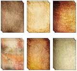 60 Blatt (6 Designs, je 10 Stück) x A4 dick (170 g/m²) Vintage-Pergamentpapier aus recyceltem Papier (170 g/m²)