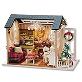 WPHGS DIY. Miniatur-Puppen-Kit mit Möbeln, realistische 3D realistische hölzerne Puppenhausmöbel-Möbel mit LED Lichter zum Weihnachten Valentinstag Kindertag (Freizeit)