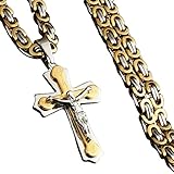 ZUOTAI Geschenk Orthodoxe Kreuz Anhänger Halsketten for Männer Edelstahl Katholische Jesus Halskette Gold Silber Farbe Byzantinische Ketten Männliche Schmuck